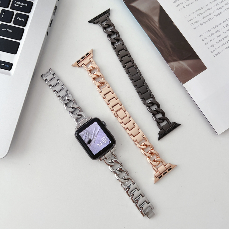 Metalni kaiš od cinkovog legura za Apple Watch 5678910, jednostruki lanac u stilu denima, kompatibilan s iWatch S11