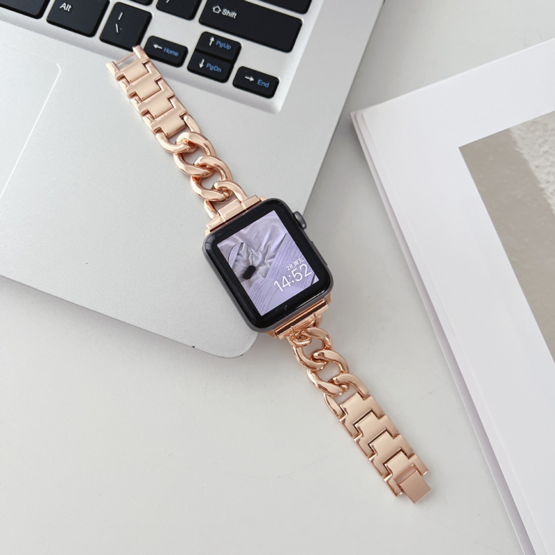 Metalni kaiš od cinkovog legura za Apple Watch 5678910, jednostruki lanac u stilu denima, kompatibilan s iWatch S11