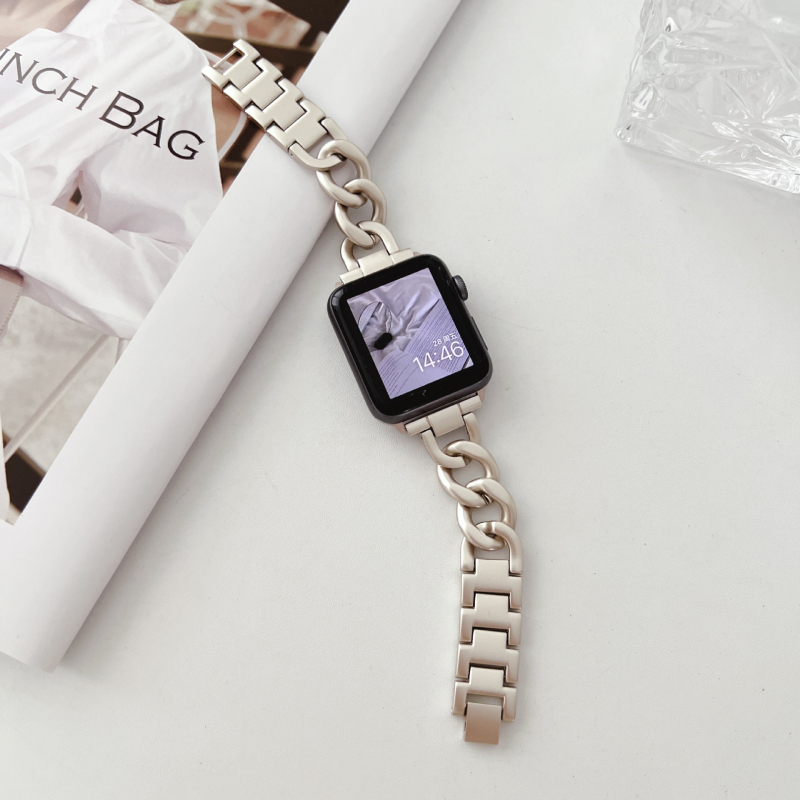 Metalni kaiš od cinkovog legura za Apple Watch 5678910, jednostruki lanac u stilu denima, kompatibilan s iWatch S11