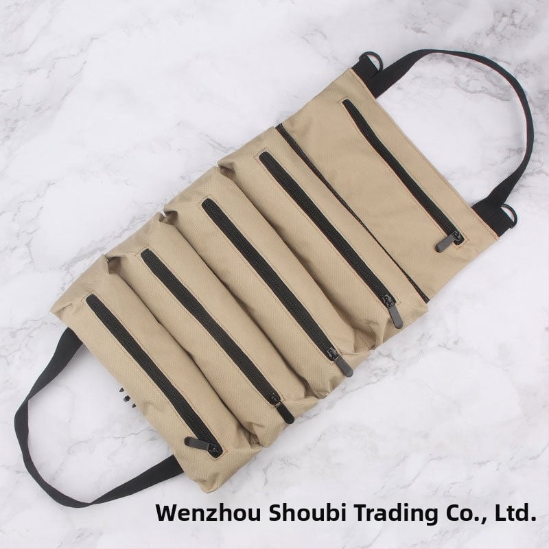 Portatyvinis ritinėlio tipo įrankių krepšys elektros meistrui, daugiafunkciniam remontui ir įrankių saugojimui automobilyje