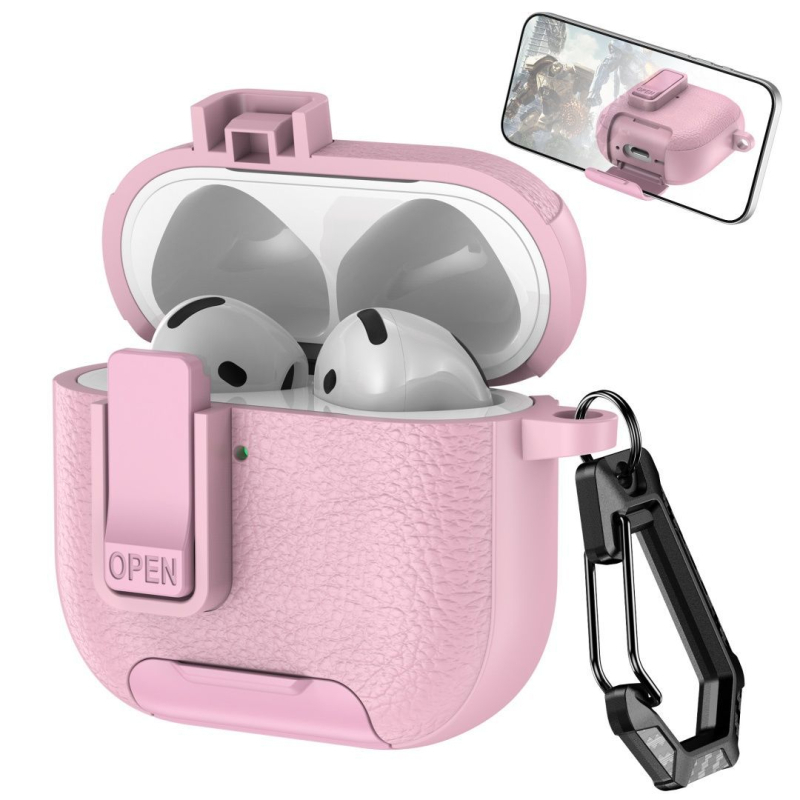 Zaštitna futrola za AirPods Pro 2 i AirPods 4 sa kožnom teksturom, kućište od polikarbonata, otporna na padove, gravirani dizajn