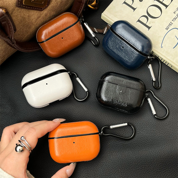 AirPods Pro защитен твърд калъф – имитационна кожа с релефен cowhide модел, универсален за Apple AirPods Pro поколения 1–4, против изпускане
