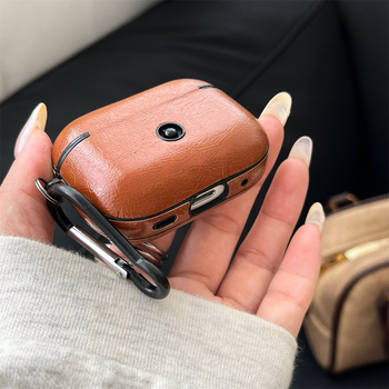 AirPods Pro защитен твърд калъф – имитационна кожа с релефен cowhide модел, универсален за Apple AirPods Pro поколения 1–4, против изпускане