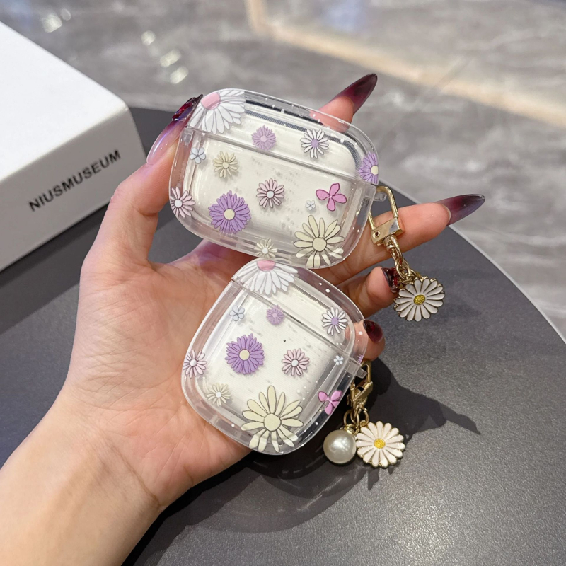 Prozirna Sakura zaštitna futrola za Apple AirPods 4, okruglog oblika, bežični Bluetooth