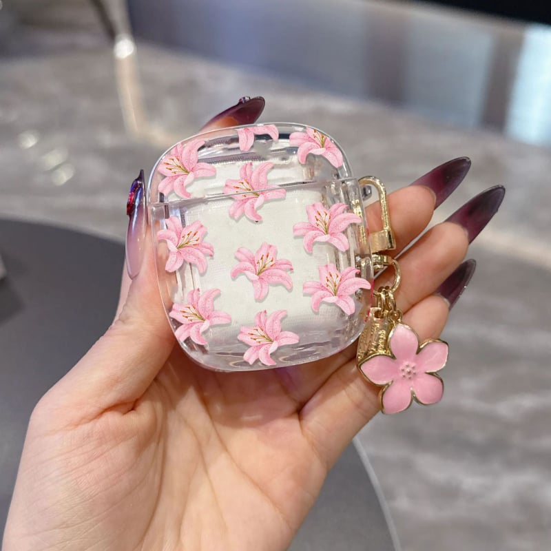 Prozirna Sakura zaštitna futrola za Apple AirPods 4, okruglog oblika, bežični Bluetooth