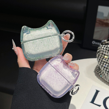 Xingyue TPU Macska-fül Glitter tok AirPods Pro 2-hoz (4. generáció) – Átlátszó, Teljes lefedettség, Injektálásos öntésben készült