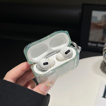 Xingyue TPU Macska-fül Glitter tok AirPods Pro 2-hoz (4. generáció) – Átlátszó, Teljes lefedettség, Injektálásos öntésben készült