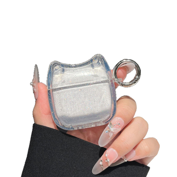 Xingyue TPU Macska-fül Glitter tok AirPods Pro 2-hoz (4. generáció) – Átlátszó, Teljes lefedettség, Injektálásos öntésben készült