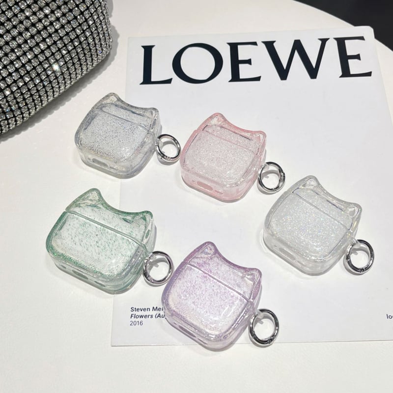 Xingyue TPU Macska-fül Glitter tok AirPods Pro 2-hoz (4. generáció) – Átlátszó, Teljes lefedettség, Injektálásos öntésben készült