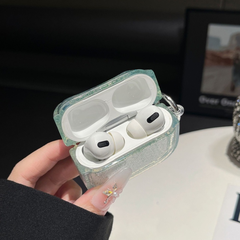 Xingyue TPU Macska-fül Glitter tok AirPods Pro 2-hoz (4. generáció) – Átlátszó, Teljes lefedettség, Injektálásos öntésben készült