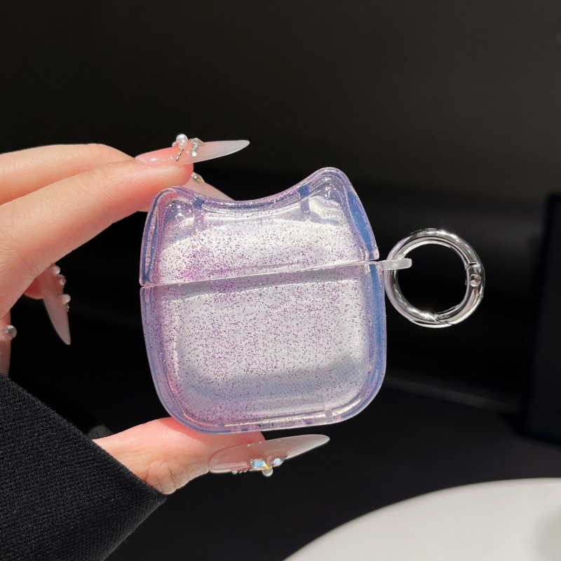 Xingyue TPU Macska-fül Glitter tok AirPods Pro 2-hoz (4. generáció) – Átlátszó, Teljes lefedettség, Injektálásos öntésben készült