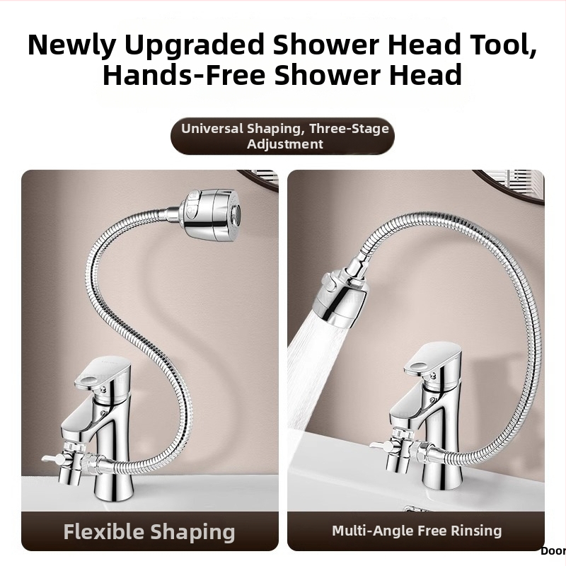 Удължител за чешма на мивка с въртяща се душ глава — еднолостово управление, неръждаема стомана, електроплакиране, модерен минималистичен дизайн