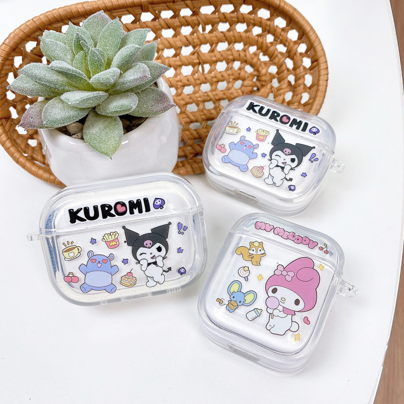 Kuromi zaštitna kutija za AirPods 4, Pro 3 i Cinnamoroll generacije 2–3 – prozirno mekani TPU kućište s reljefnim cartoon dizajnom