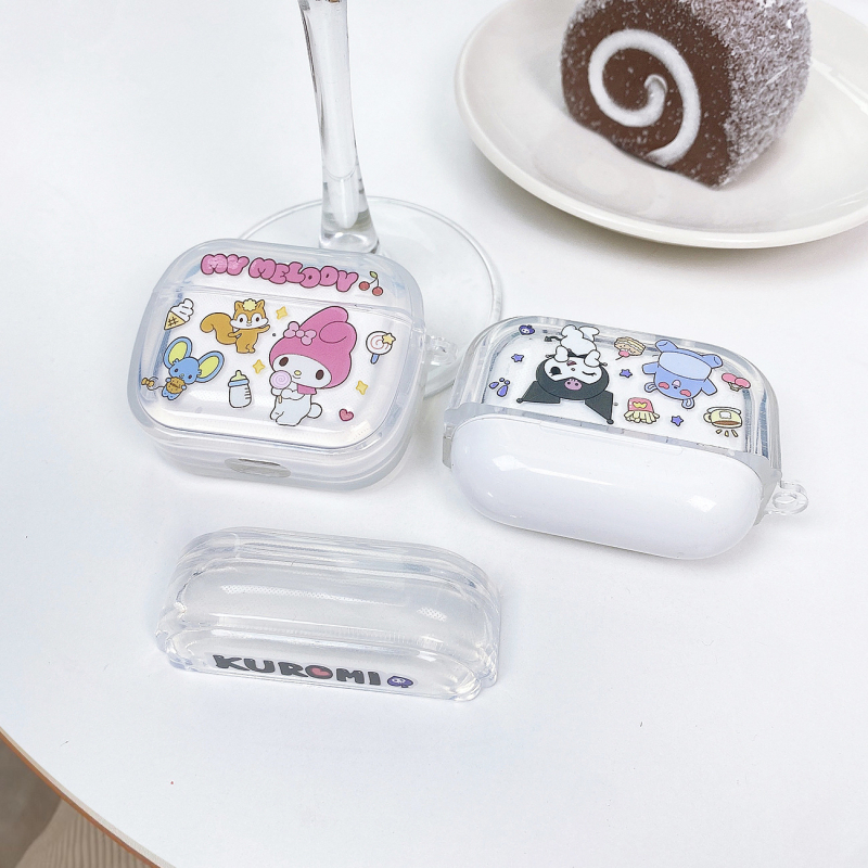 Kuromi zaštitna kutija za AirPods 4, Pro 3 i Cinnamoroll generacije 2–3 – prozirno mekani TPU kućište s reljefnim cartoon dizajnom