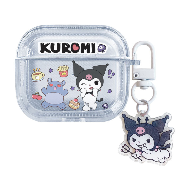 Kuromi zaštitna kutija za AirPods 4, Pro 3 i Cinnamoroll generacije 2–3 – prozirno mekani TPU kućište s reljefnim cartoon dizajnom