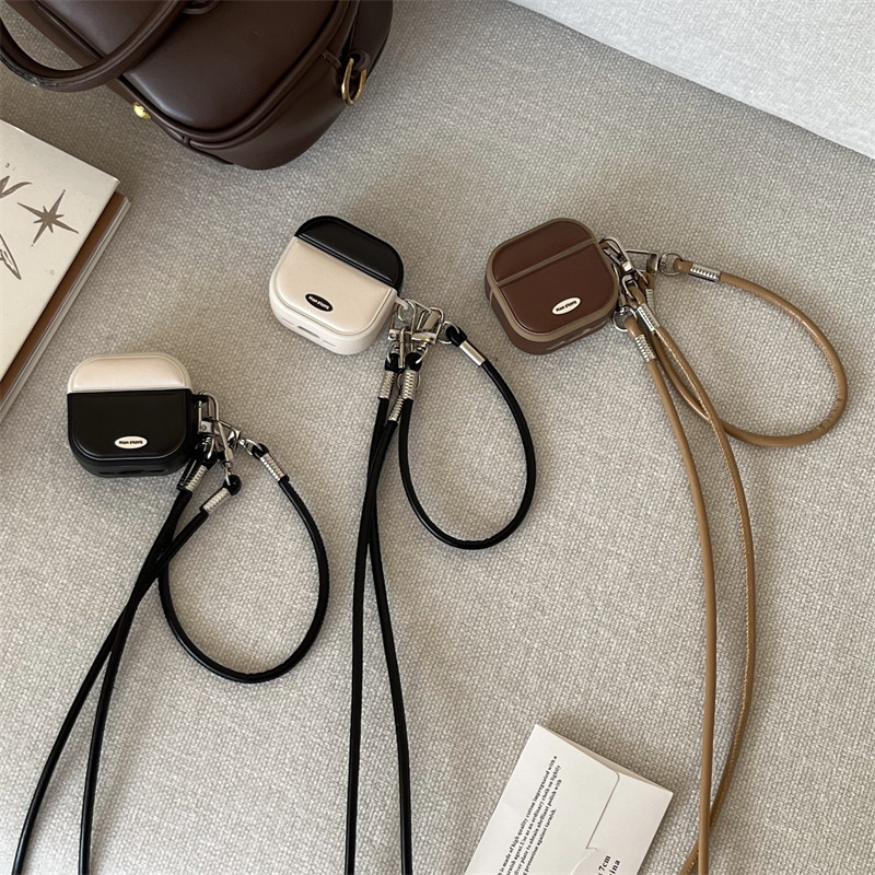 Retro kožna futrola s kontrastnim dijelom i dijagonalnim uzorkom za AirPods 4, Apple Bluetooth bežične slušalice s magnetskim zatvaranjem, kompatibilno s Pro 2 (2./3. generacija)