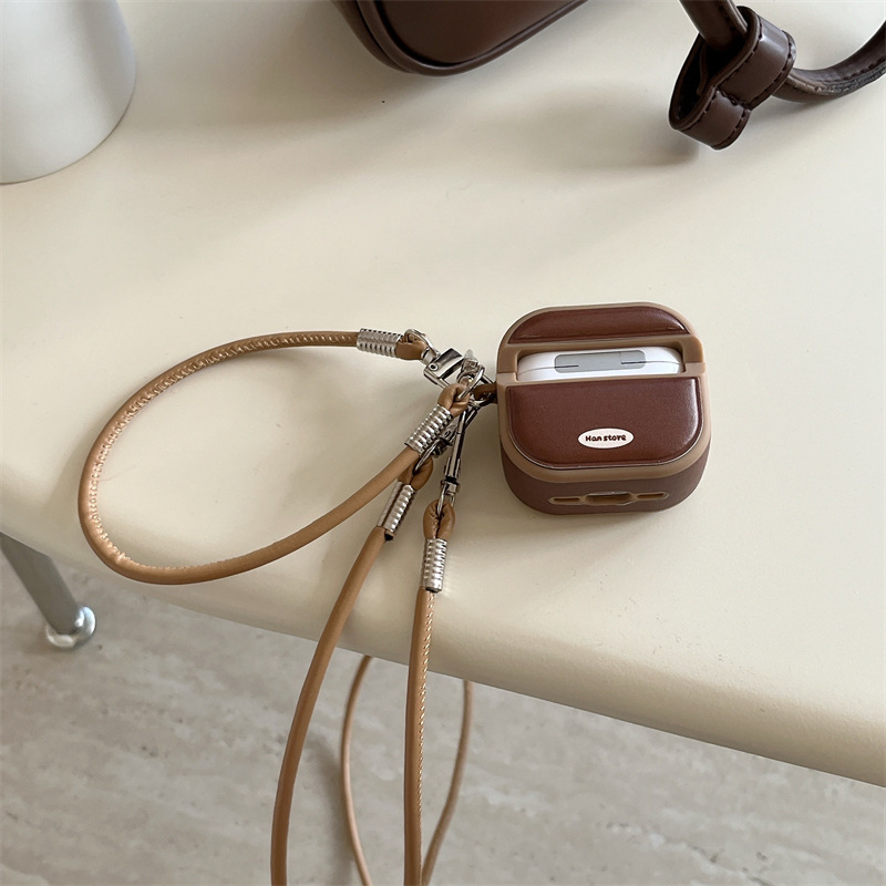 Retro kožna futrola s kontrastnim dijelom i dijagonalnim uzorkom za AirPods 4, Apple Bluetooth bežične slušalice s magnetskim zatvaranjem, kompatibilno s Pro 2 (2./3. generacija)