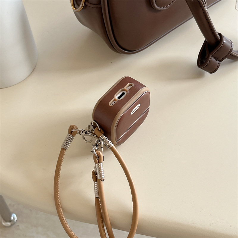 Retro kožna futrola s kontrastnim dijelom i dijagonalnim uzorkom za AirPods 4, Apple Bluetooth bežične slušalice s magnetskim zatvaranjem, kompatibilno s Pro 2 (2./3. generacija)