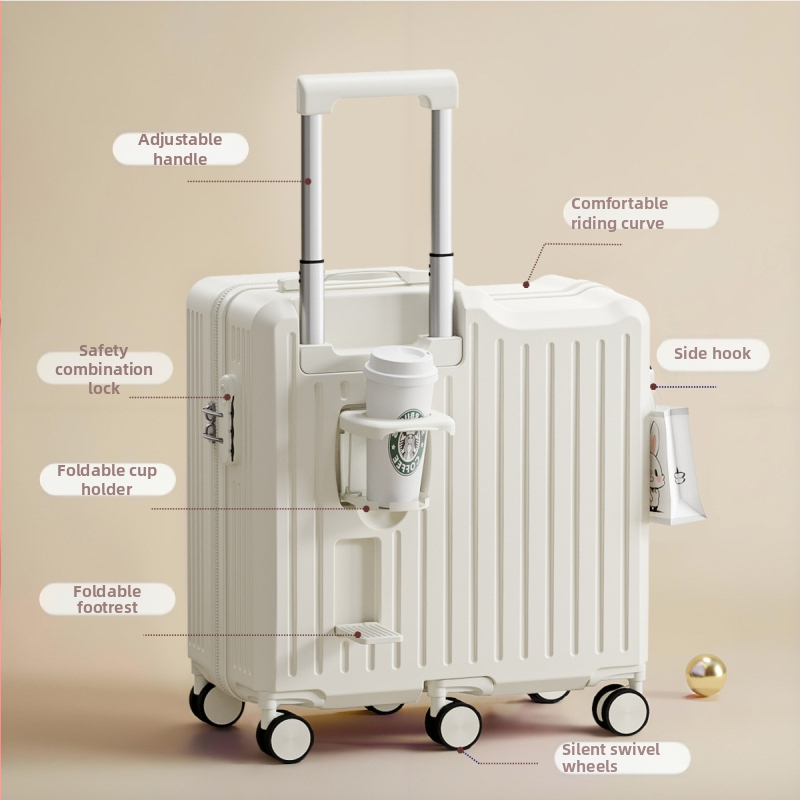ABS putni kofer s zip zatvaranjem, teleskopska ručka, univerzalni kotači, težina 2,3 kg, površina otporna na ogrebotine i držač za čašu