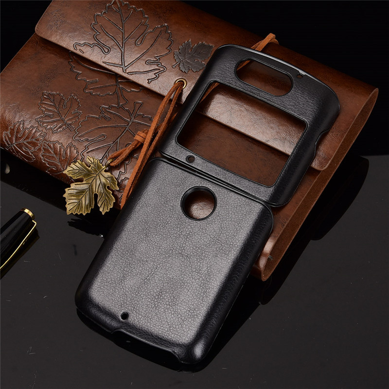 Husa spate pentru Motorola Razr 5G, textură lychee, PU+PC extrudare, suport personalizare