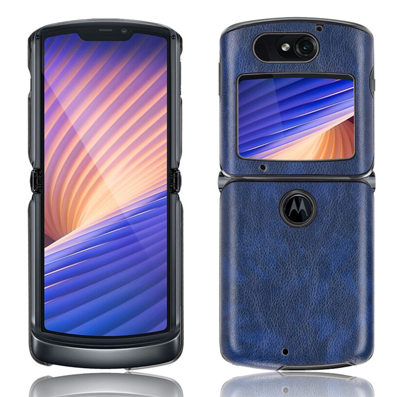 Husa spate pentru Motorola Razr 5G, textură lychee, PU+PC extrudare, suport personalizare