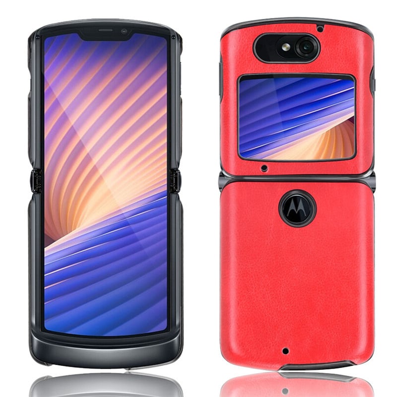 Husa spate pentru Motorola Razr 5G, textură lychee, PU+PC extrudare, suport personalizare