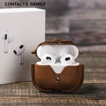 Kožna futrola za AirPods 3 s visećom kopčom, ručna izrada, otporna na padove