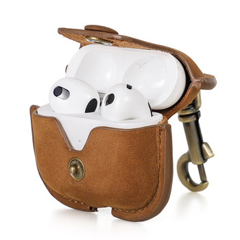 Kožna futrola za AirPods 3 s visećom kopčom, ručna izrada, otporna na padove