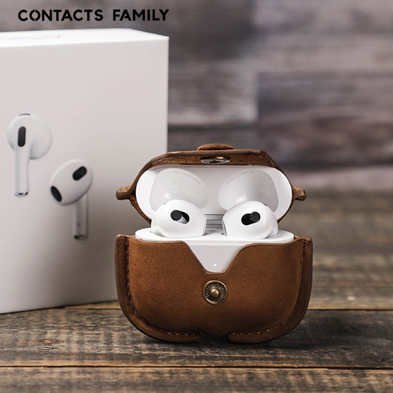 Kožna futrola za AirPods 3 s visećom kopčom, ručna izrada, otporna na padove