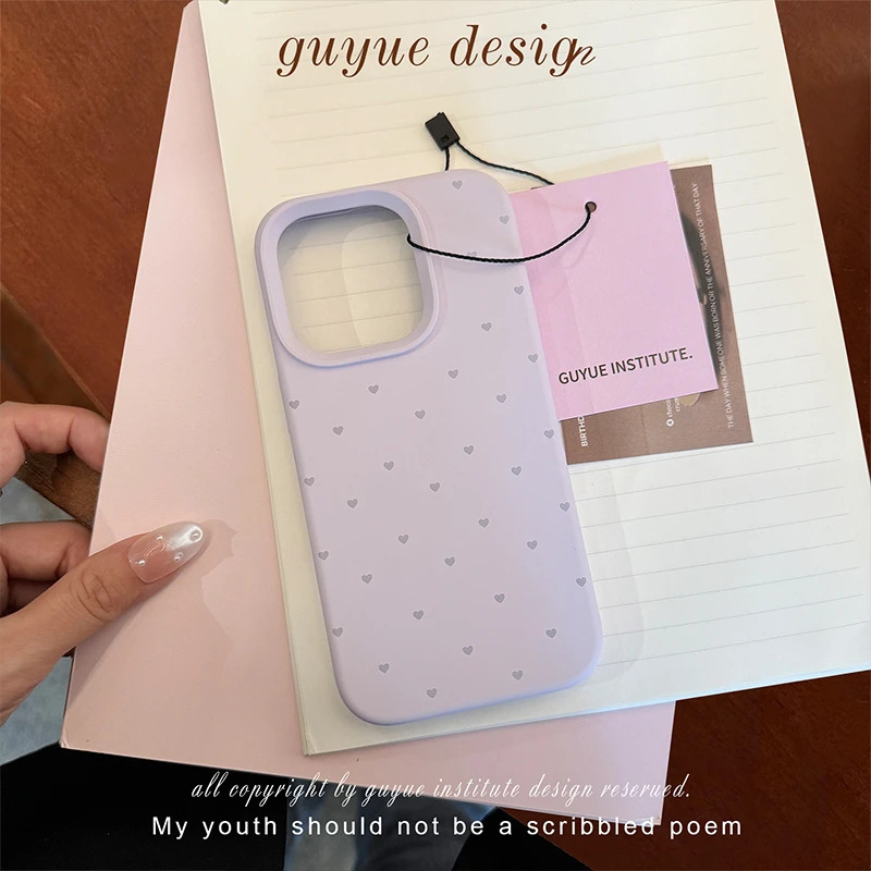 Carcasă pentru telefon în stil Ins cu inimioare pe ecranul integral, pentru iPhone 11/12/13/14 Pro/Max, TPU, vopsită, antișoc, personalizabilă