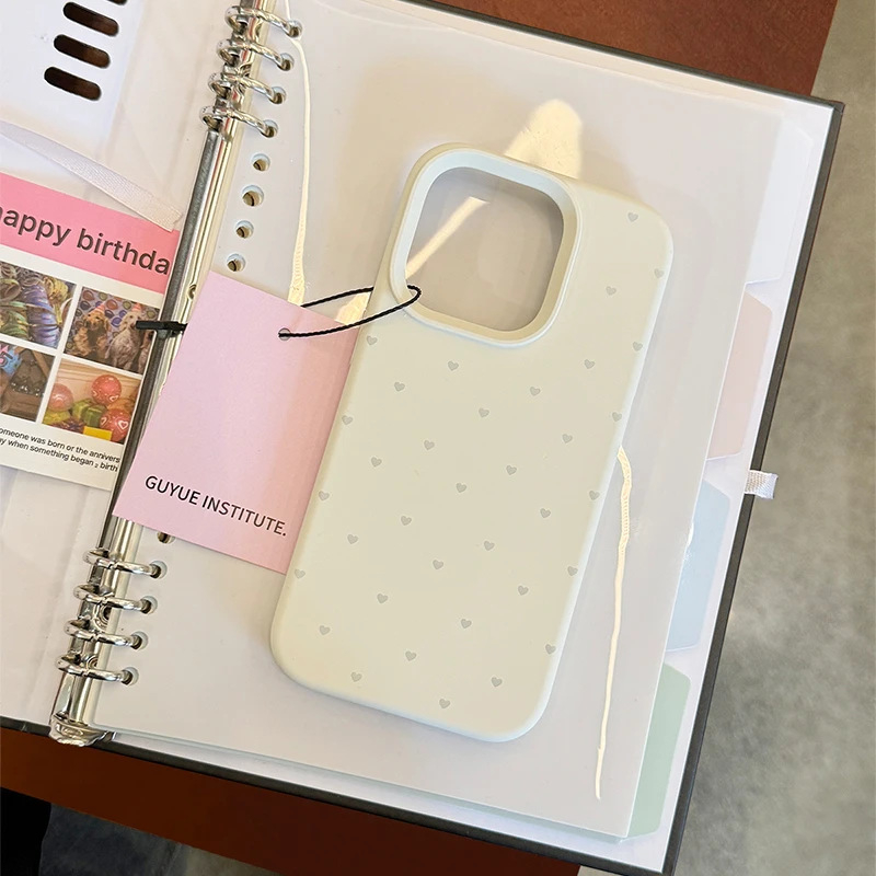 Carcasă pentru telefon în stil Ins cu inimioare pe ecranul integral, pentru iPhone 11/12/13/14 Pro/Max, TPU, vopsită, antișoc, personalizabilă