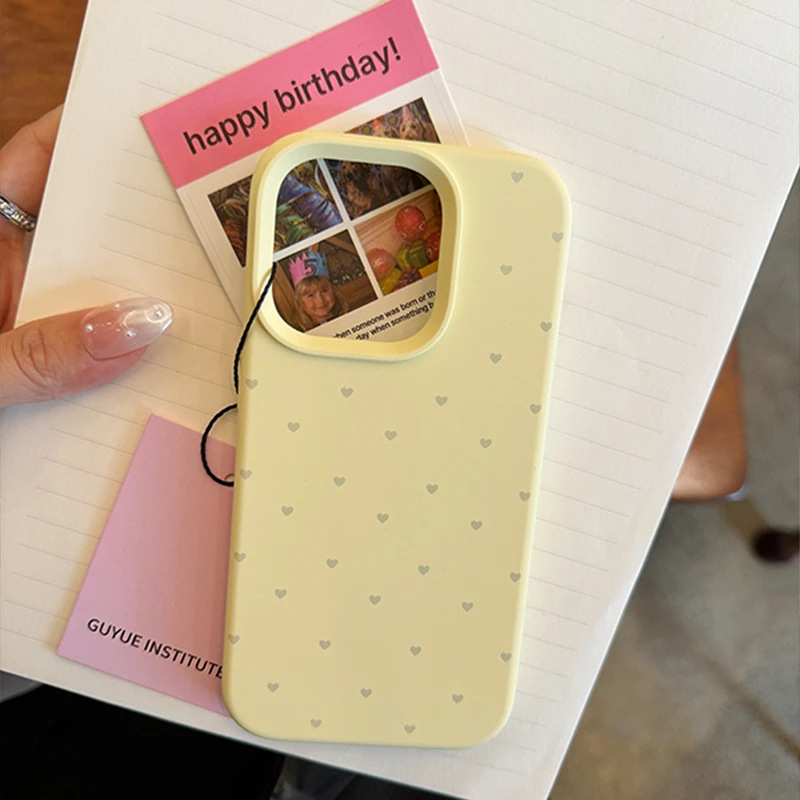 Carcasă pentru telefon în stil Ins cu inimioare pe ecranul integral, pentru iPhone 11/12/13/14 Pro/Max, TPU, vopsită, antișoc, personalizabilă