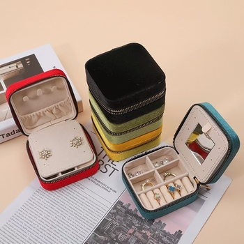 Кутия за бижута с огледало, корейски велур, твърд корпус, Youhe Packaging