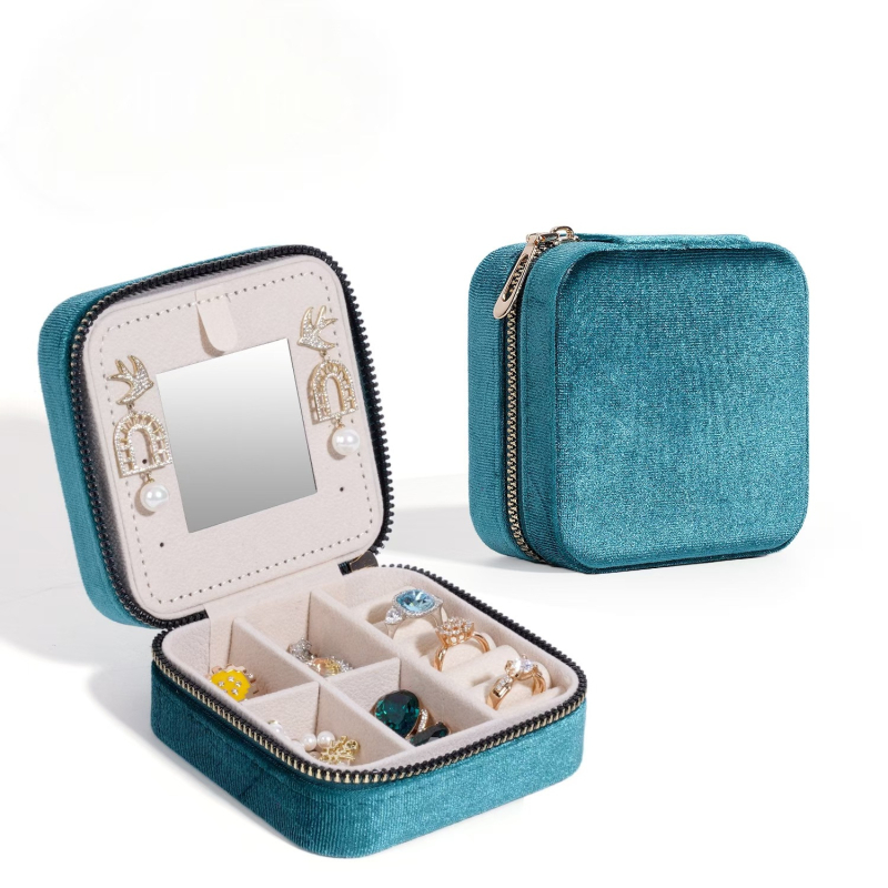 Кутия за бижута с огледало, корейски велур, твърд корпус, Youhe Packaging