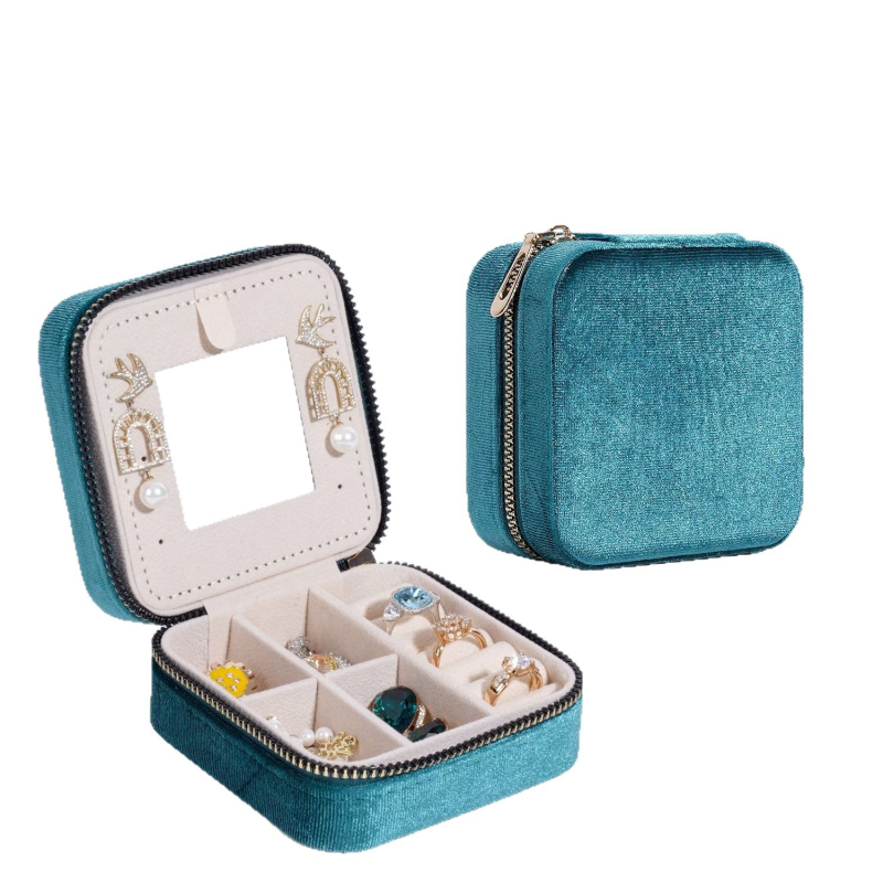 Кутия за бижута с огледало, корейски велур, твърд корпус, Youhe Packaging