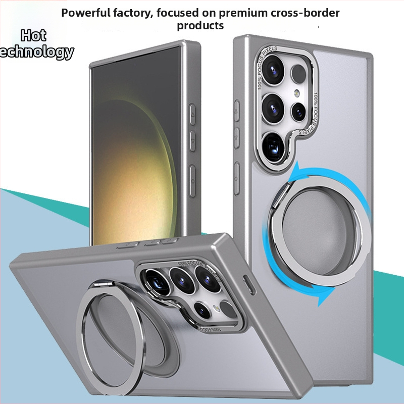 Držiak na telefónny kryt s matným povrchom a magnetickou základňou pre Samsung S23/S24 Ultra — TPU + akryl + kovová konštrukcia, ochrana proti pádu, proti odtlačkom prstov