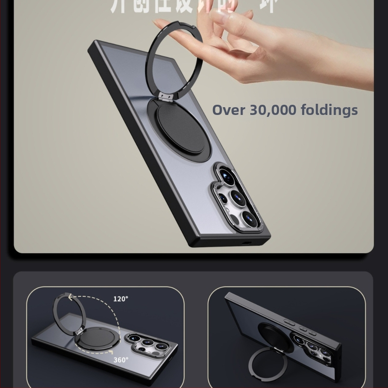 Držiak na telefónny kryt s matným povrchom a magnetickou základňou pre Samsung S23/S24 Ultra — TPU + akryl + kovová konštrukcia, ochrana proti pádu, proti odtlačkom prstov