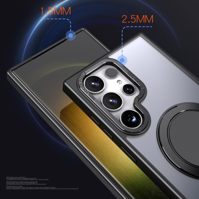 Držiak na telefónny kryt s matným povrchom a magnetickou základňou pre Samsung S23/S24 Ultra — TPU + akryl + kovová konštrukcia, ochrana proti pádu, proti odtlačkom prstov