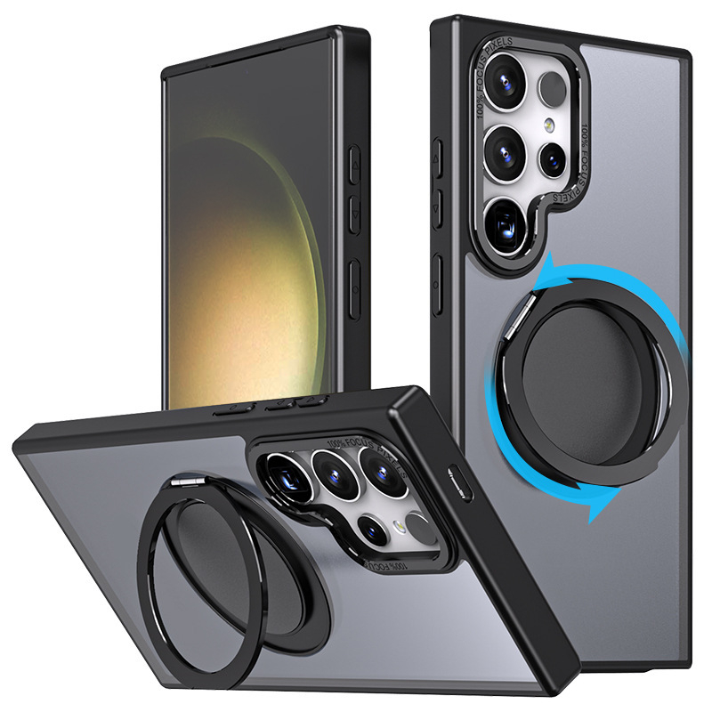 Držiak na telefónny kryt s matným povrchom a magnetickou základňou pre Samsung S23/S24 Ultra — TPU + akryl + kovová konštrukcia, ochrana proti pádu, proti odtlačkom prstov