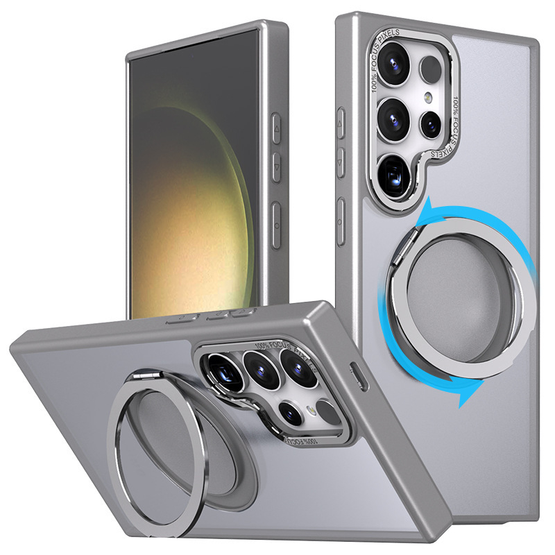 Držiak na telefónny kryt s matným povrchom a magnetickou základňou pre Samsung S23/S24 Ultra — TPU + akryl + kovová konštrukcia, ochrana proti pádu, proti odtlačkom prstov