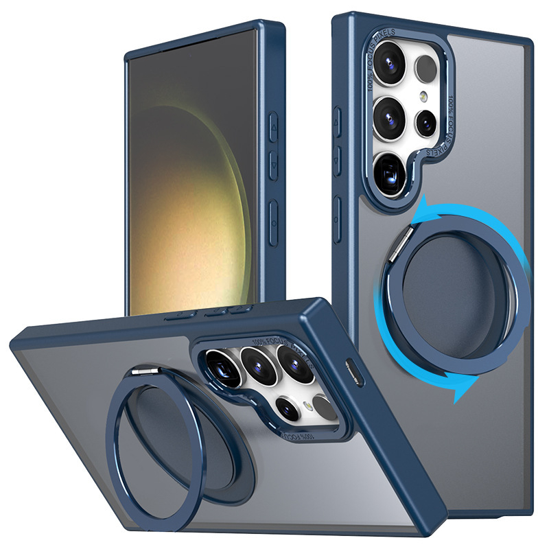 Držiak na telefónny kryt s matným povrchom a magnetickou základňou pre Samsung S23/S24 Ultra — TPU + akryl + kovová konštrukcia, ochrana proti pádu, proti odtlačkom prstov