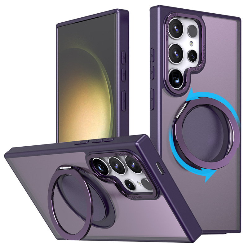 Držiak na telefónny kryt s matným povrchom a magnetickou základňou pre Samsung S23/S24 Ultra — TPU + akryl + kovová konštrukcia, ochrana proti pádu, proti odtlačkom prstov