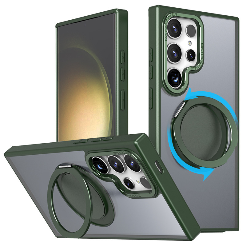Držiak na telefónny kryt s matným povrchom a magnetickou základňou pre Samsung S23/S24 Ultra — TPU + akryl + kovová konštrukcia, ochrana proti pádu, proti odtlačkom prstov