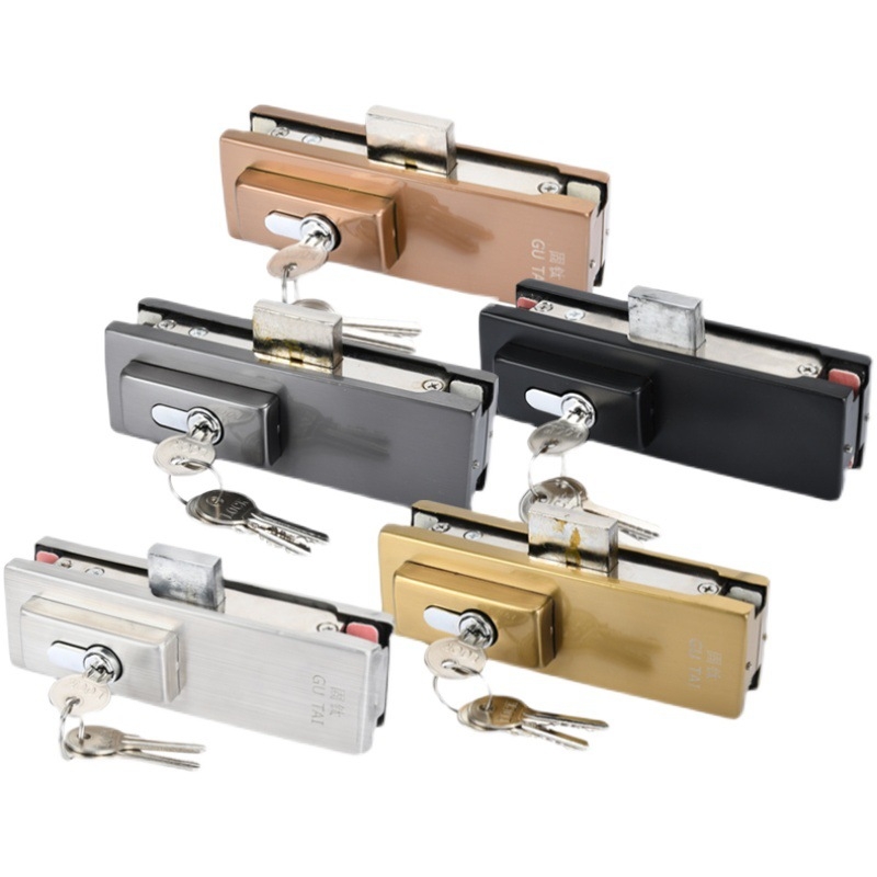 Keret nélküli üvegajtó padlózár rugós alátéttel és ajtócsipeszzel, modell GT-6SDS