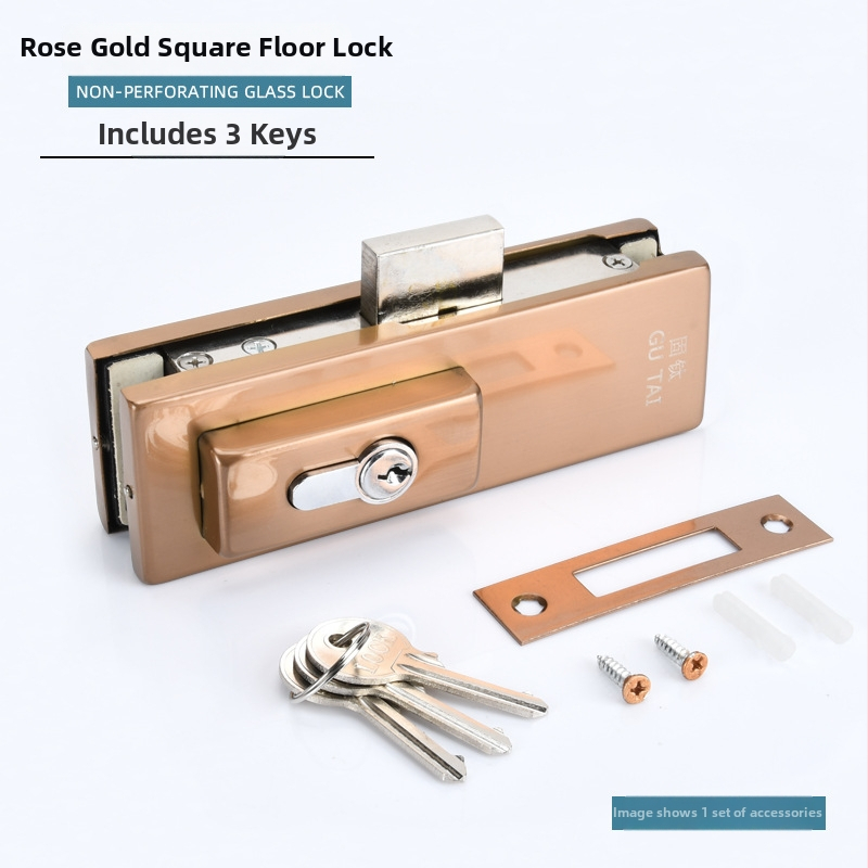 Bezrámové sklenené dvere – podlahové zámky s pružinou a klipsom pre dvere, model GT-6SDS