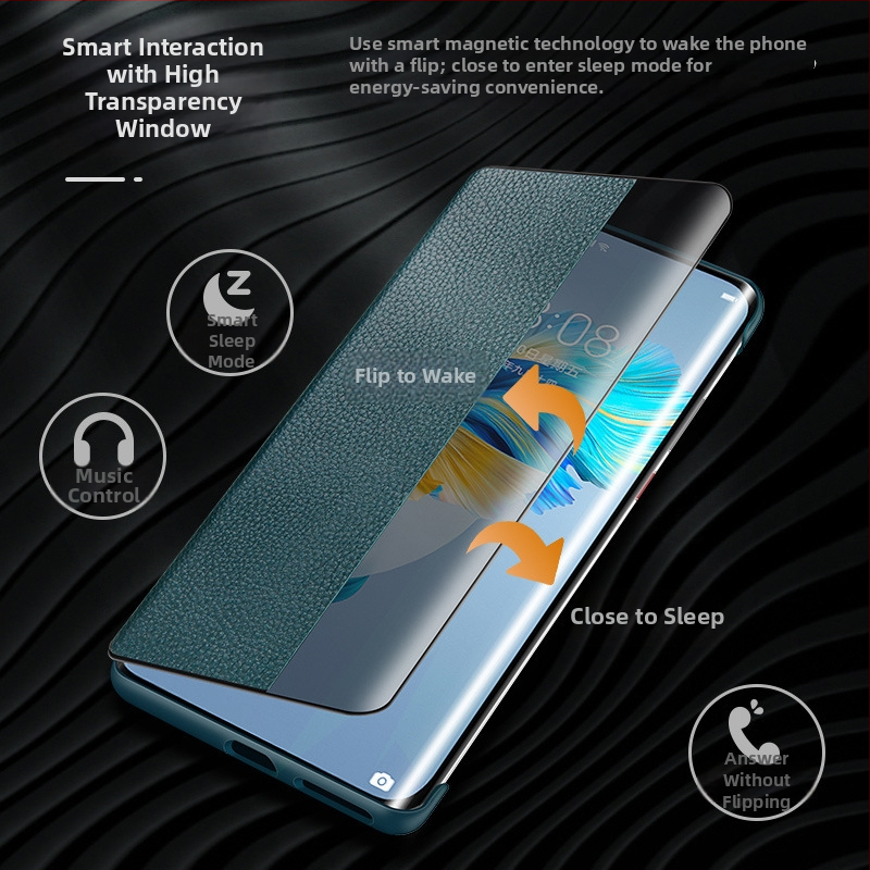 Huawei viedtālruņa vāciņš Mate sērijai — īsta āda, biznesa stils, izturīgs pret krišanu, mašīniskā apstrāde, pielāgojama