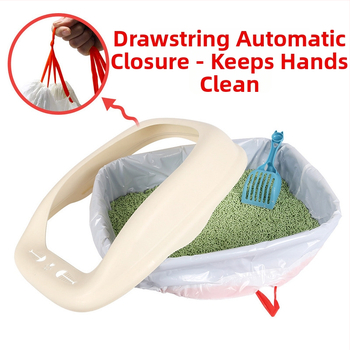 Sacoșă pentru nisip de pisică cu șnur – PE îngroșat, pentru tavă de pisică, de unică folosință