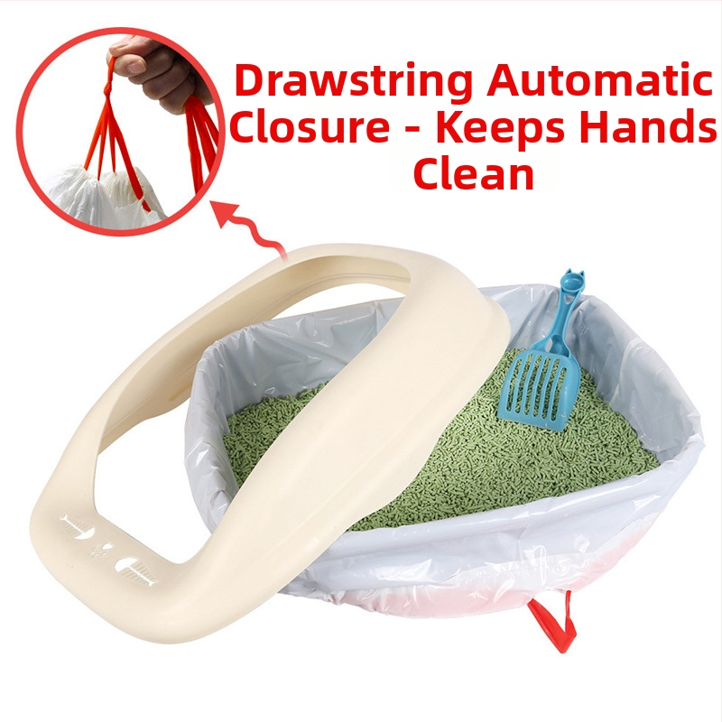 Kaķa smilšu soma ar auklu – bieza PE materiāla, vienreizējai lietošanai