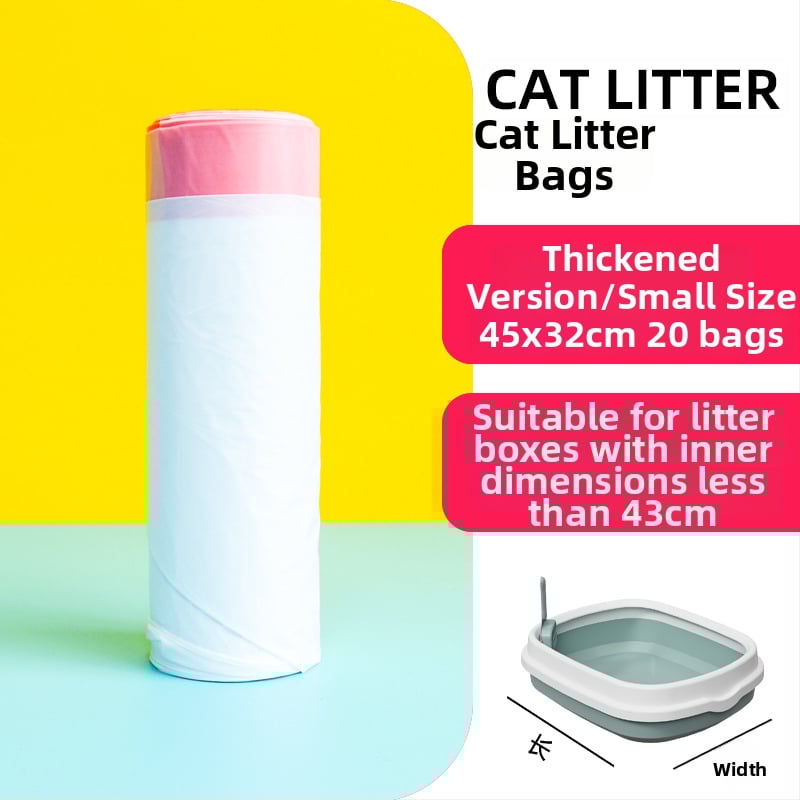 Sacoșă pentru nisip de pisică cu șnur – PE îngroșat, pentru tavă de pisică, de unică folosință