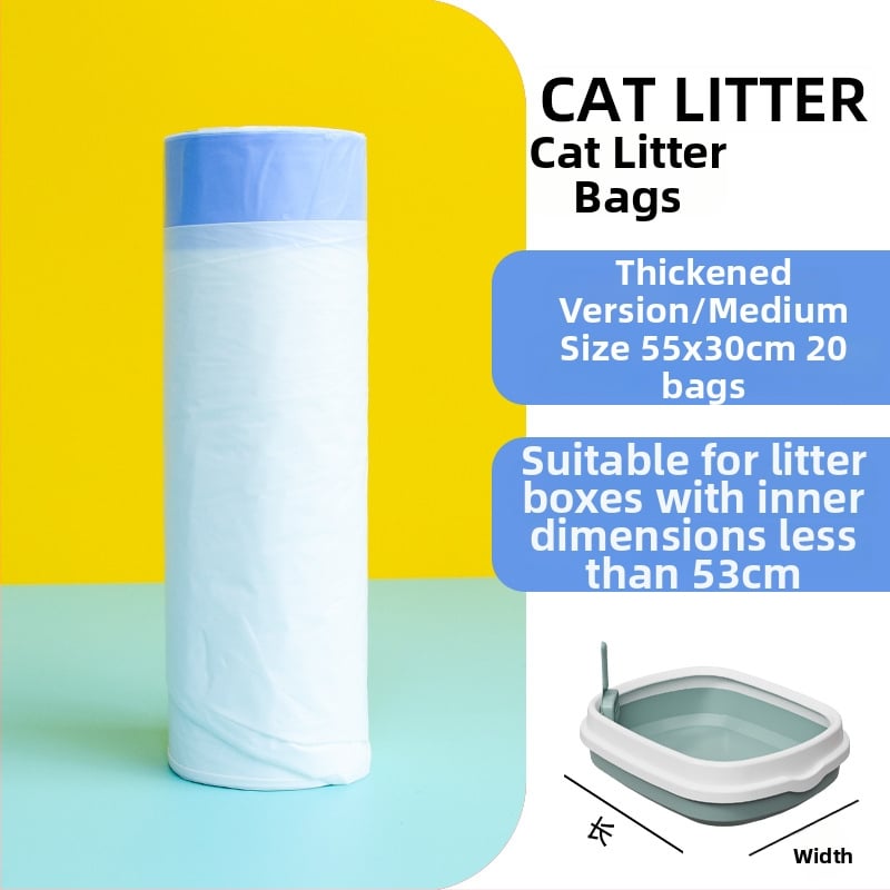 Sacoșă pentru nisip de pisică cu șnur – PE îngroșat, pentru tavă de pisică, de unică folosință